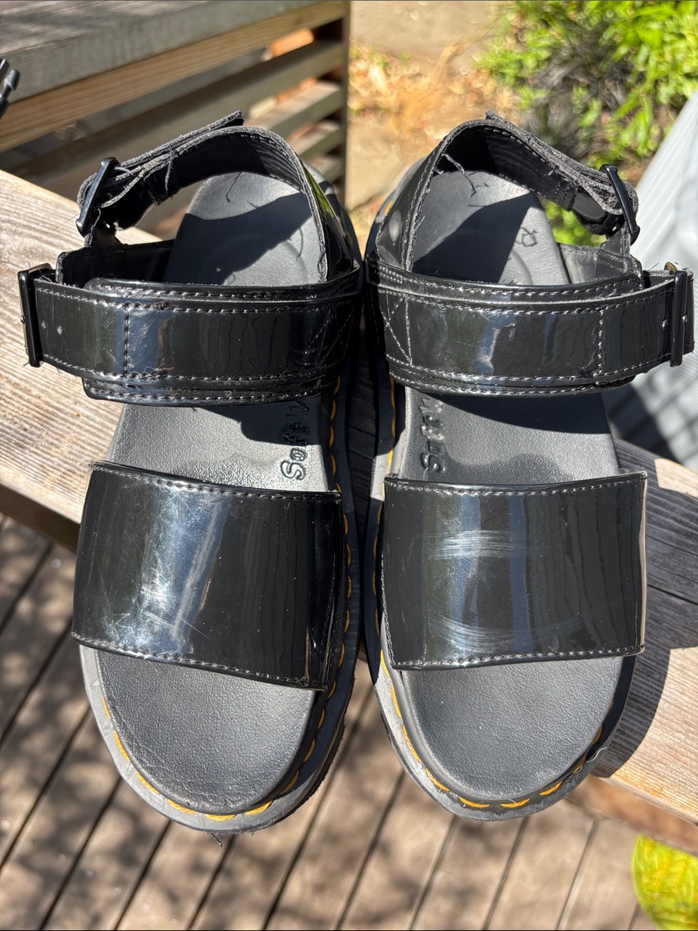 Children's Black Patent Hook-and-Loop Sandals
